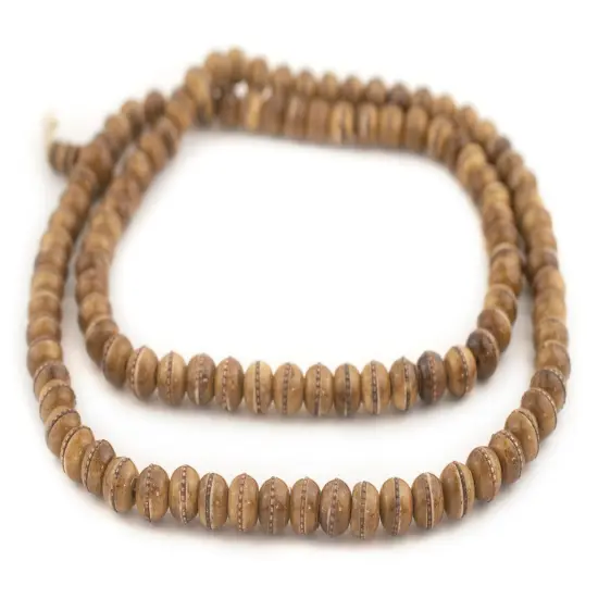 The Bead Chest Copper Inlaid Rustic Brown Bone Mala Beads (10mm) {3}