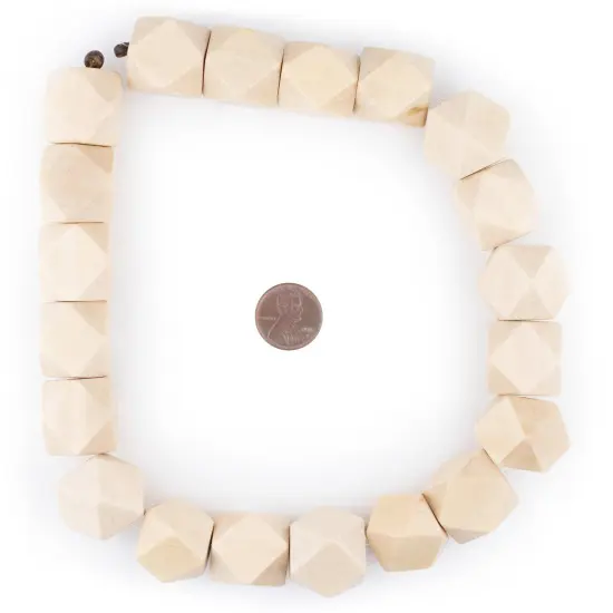 The Bead Chest Cream Cornerless Cube Wood Beads: 20mm Diamond Cut Natural Organic Beads for Jewelry Making {2}