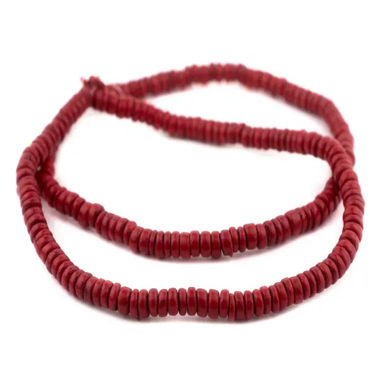 The Bead Chest Red Disk Coconut Shell Beads (8mm) {3}