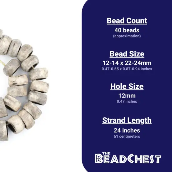 The Bead Chest Rustic Grey Bone Beads - Full Strand of Fair Trade African Beads (Ring, Rustic Grey) {4}