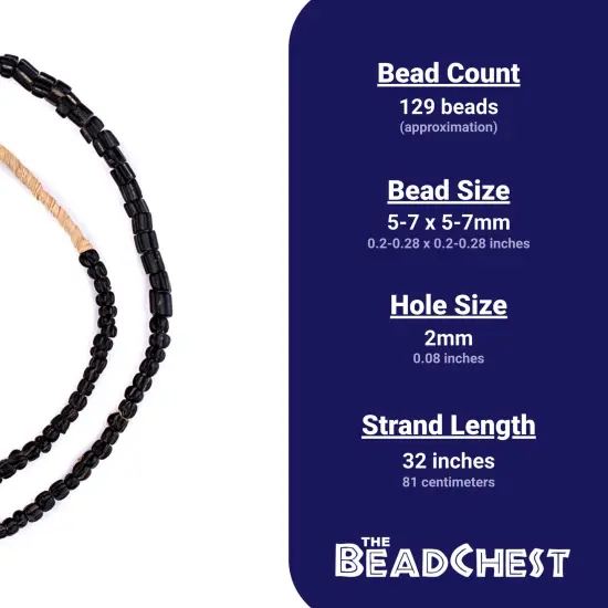 The Bead Chest Vintage Black Dogtooth Beads 6mm Czechoslovakia Unusual Glass Large Hole 32 Inch Strand {4}