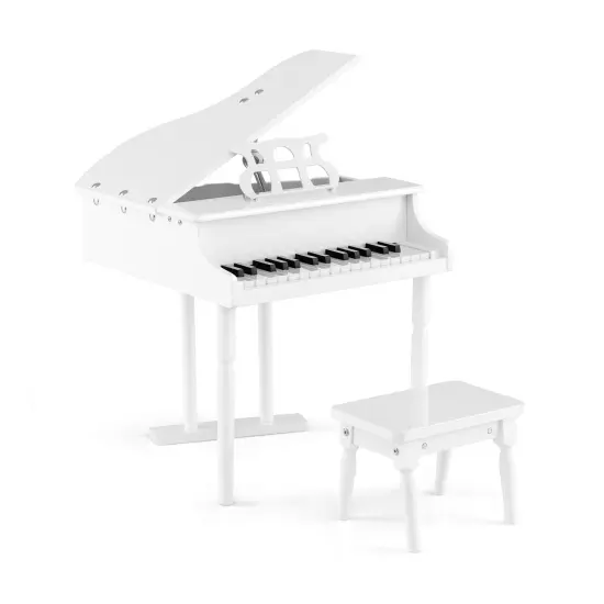 MDF and Birch Kids Classical Piano with Bench, Music Stand and Safe Design Black {8}