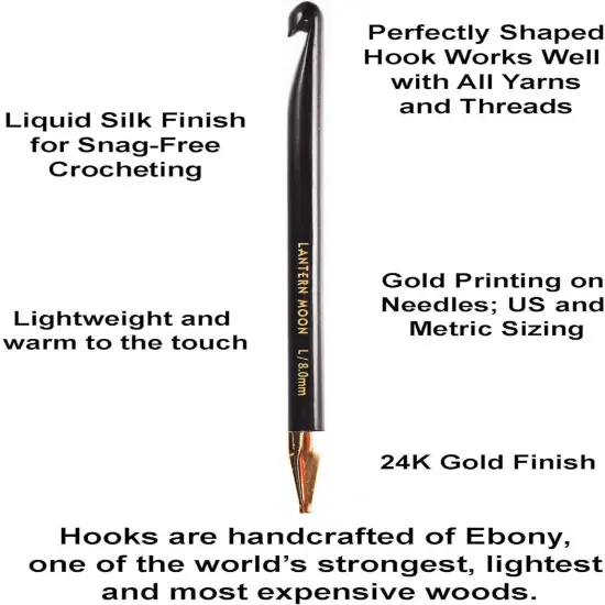 6-Inch Tunisian Interchangeable Crochet Hook Set Handcrafted Ebony {2}