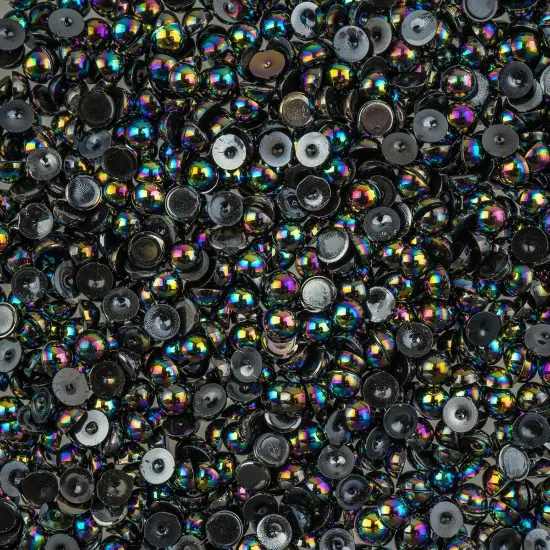 Crystal Lane DIY SS16(4mm) Plastic Pearl Flatback Rhinestones, 975pcs Black AB {1}