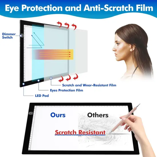 A4 Light Pad for Tracing & Weeding Vinyl, LED Copy Board Light Tracing Box Ultra-Thin Adjustable USB Power for Vinyl Weeding Tools {3}