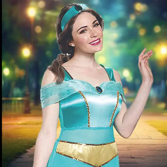 Elegant Jasmine Deluxe Costume For Women With Jumpsuit And Headband Set {2}