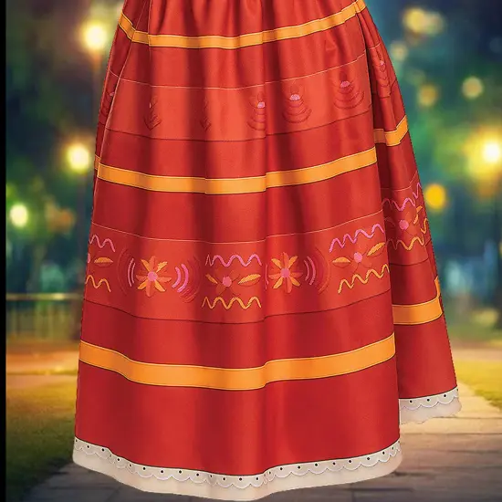 Womens Deluxe Dolores Madrigal Costume With Bow Headpiece And Encanto Inspired Dress {3}