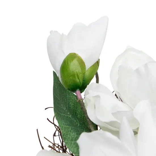 Northlight Magnolia Artificial Spring Twig Wreath - 24" - White {7}