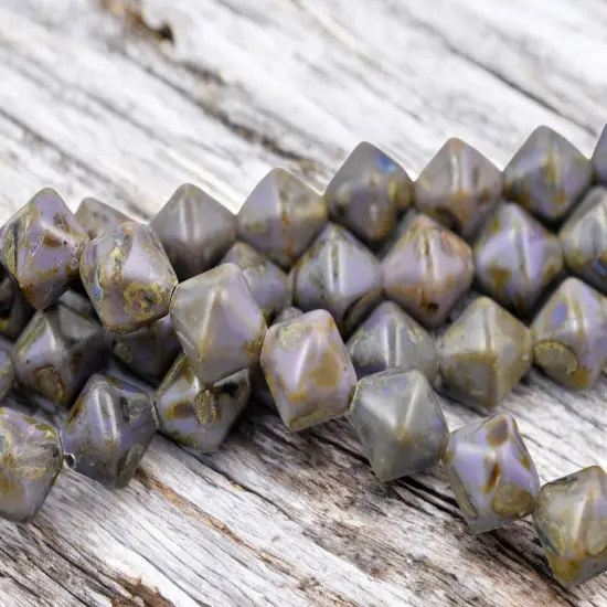 *18* 11x10mm Lilac Silk Picasso Lantern Bicone Beads {5}