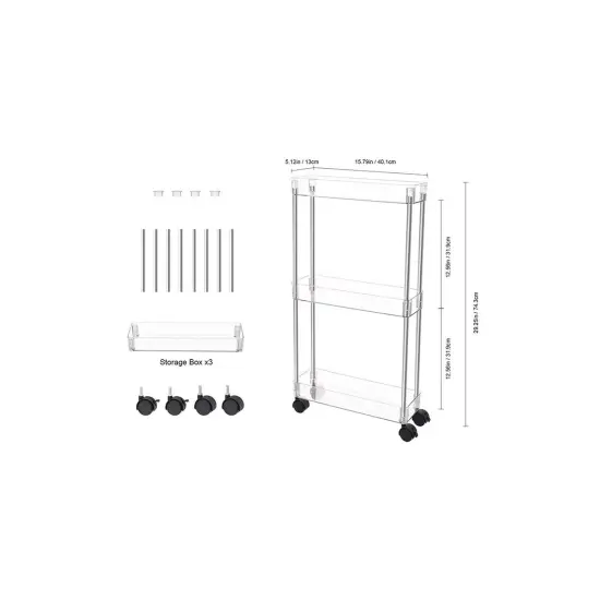 Chrome/Clear - Acrylic 3-Tier Cart {3}