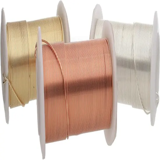 The Beadsmith Wire Elements 28-Gauge Lacquered Tarnish-Resistant Copper Wire for Jewelry Making, 4-40 Yard, 36.58 Meter Spools (Gold, Silver, & Copper Color) {3}