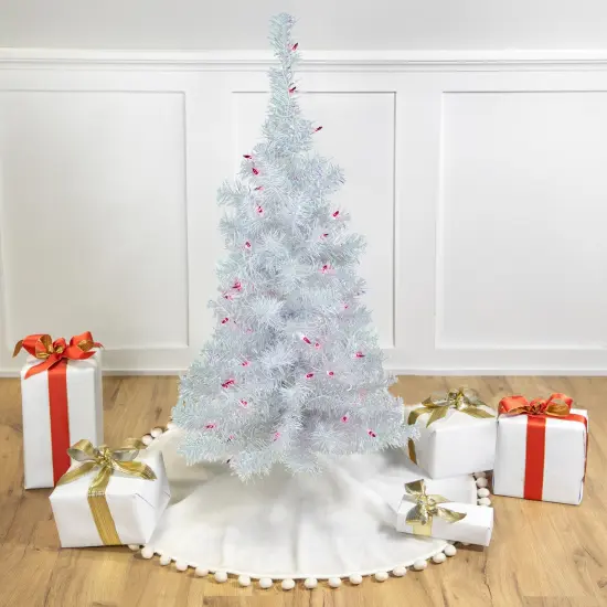 Northlight Pre-Lit Medium Rockport White Pine Artificial Christmas Tree - 3' - Purple Lights {1}