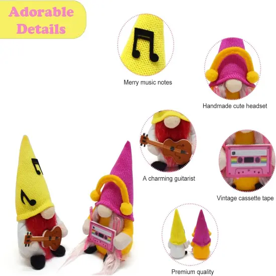 2 Pcs Rock Roll Gnome Guitar Cassette Tape Disc Gnomes {3}