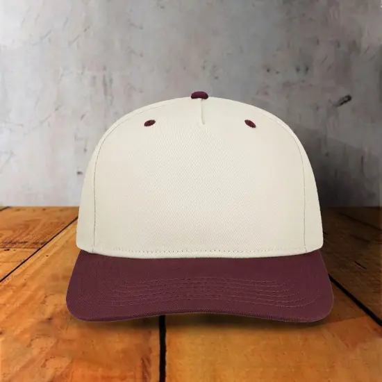 1 Count Heritage Twill Cap Mid Profile Five Panel Cotton with Contrast Eyelets Button Stone/Brown {5}