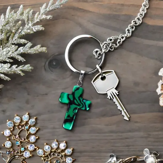 40 Piece Cross Charms for Jewelry Making, Bracelets, with Bail, Storage Case, Natural Gemstone Pendants for Necklaces, DIY Crafts, Keychains (10 Colors) Multicolor {3}