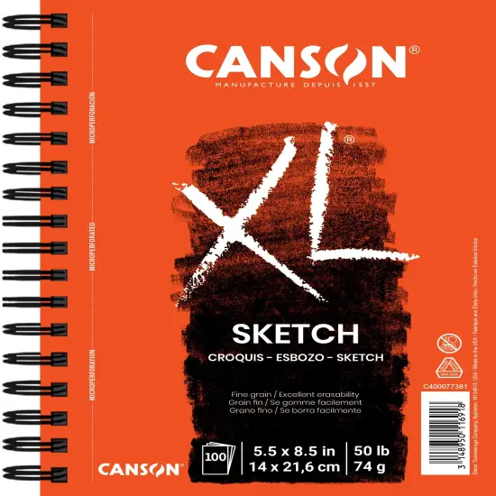 Canson XL Sketch Pad 5.5"X8.5"-Wire Bound, 100 Sheets {1}