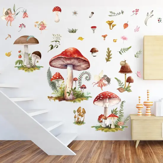 Mushroom with Flower Wall Decals {5}