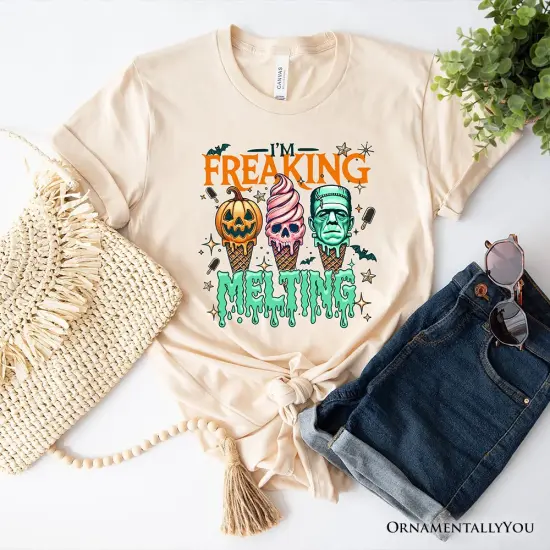 I&rsquo;m Melting Frankenstein T-Shirt, Funny Ice Cream Halloween Tee for Summer Spooky Season {1}
