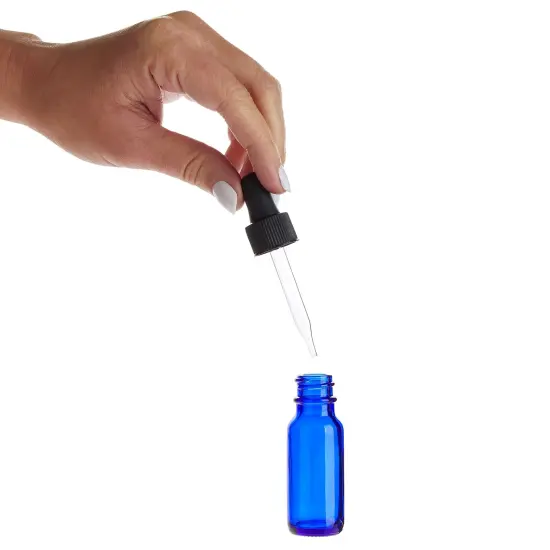 48 Count 0.5 oz Blue Glass Dropper Bottles and 6 Funnels (15 ml, 54 Pieces) {7}