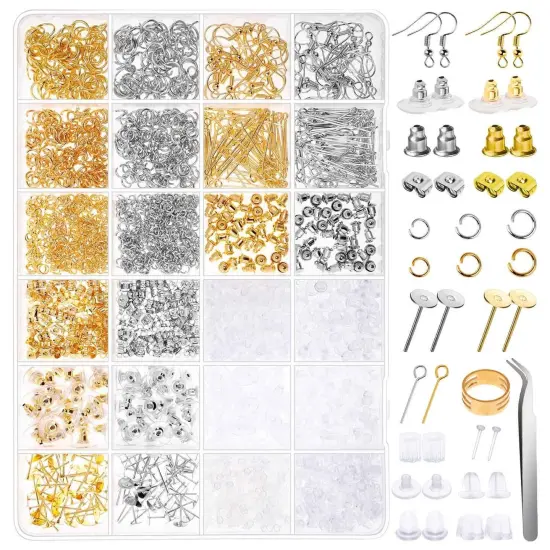 Earring Making Kit with Earring Hooks Findings, Earring Backs Posts, Jump Rings for Jewelry Making Supplies, 2320Pcs {1}