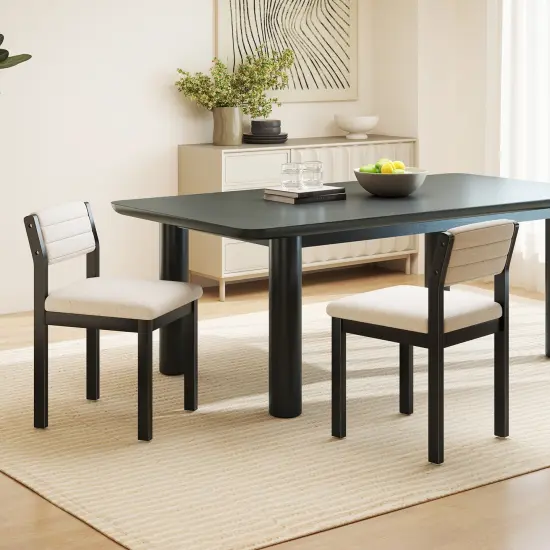 Set of 2 Dining Chairs Sherpa Upholstered Armless Chair with Wood Frame-White {2}