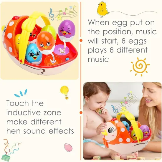 Easter Egg Toys Gift for Toddlers, Easter Basket Stuffers for Kids with Lights Music, Plastic Easter Eggs Filled with Toys {3}