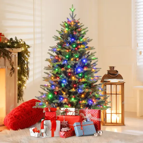 5 Feet Artificial Xmas Tree Hinged with 11 Lighting Modes and Remote Control {3}