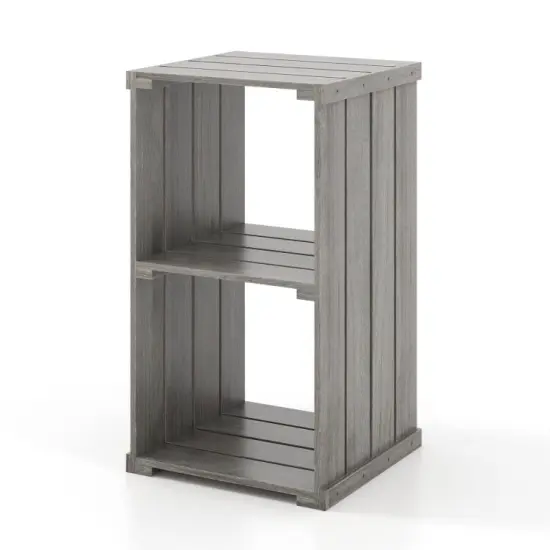2-Cube Storage Shelf with Open Back and 3-Tier Shelf Light grey {8}