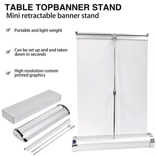 Desktop Mini Retractable Roll Up Banner Stand 8.5"x11" / A4 Table Top {1}