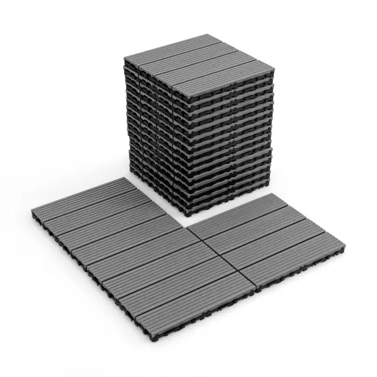 18 Piece All Weather Interlocking Deck Tiles Perfect for Splicing Area Grey {8}
