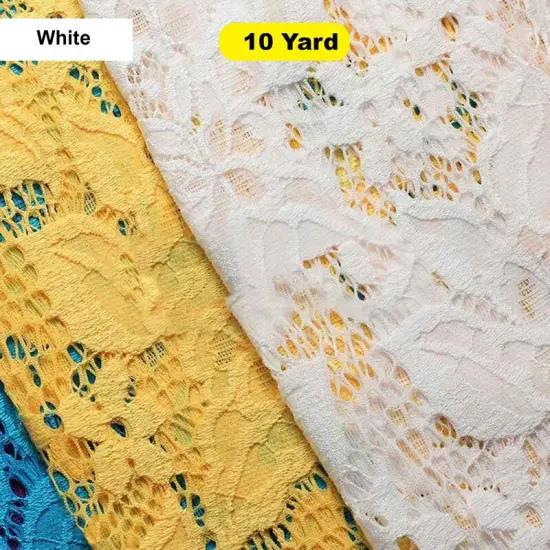 Blossom Lace Fabric 4-Way Stretch Nylon Spandex 58/60" Wide for Apparel & Accessories White {1}