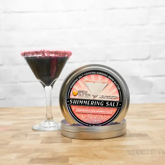 Brew Glitter - Shimmering Pink Rimming Salt (4oz, 1x Bar Tin) Edible Glitter Blended Cocktail Garnish for Mixed Drinks and Beverages {4}