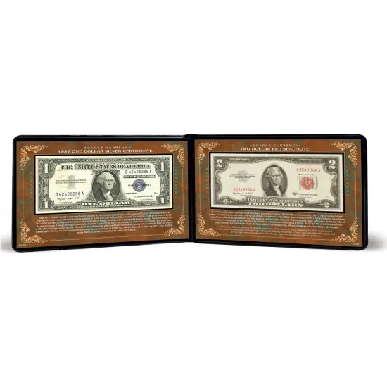 Scarce Currency - 1957 $1 Silver Certificate and $2 Red Seal Note {6}