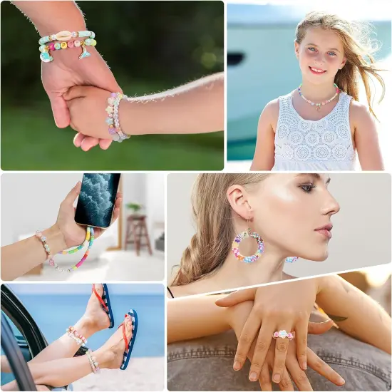 10525Pcs Clay Beads Bracelet Making Kit, Friendship Bracelet Kit Flat Polymer Clay Beads for Jewelry Making, 48Colors Bead Set 925Pcs Charms Kit with Letter Beads for Girls DIY Craft Gift {2}