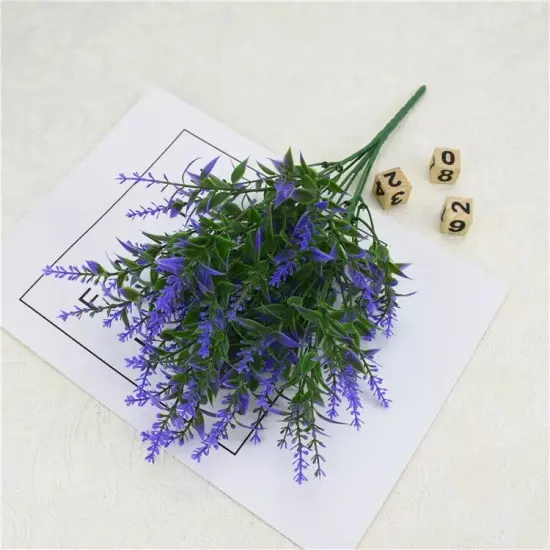 4pcs 7 Heads Artificial Wheat Grass Bouquet for Weddings Blue {2}