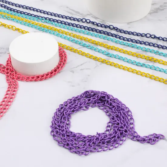 39.37 Feet Necklace Figaro Chains for Jewelry Making, 4 Colors Brass Plated Necklace Chains with 40 Lobster Clasps, 80 Jump Rings in Bulk for Women Men DIY Bracelet Craft {4}