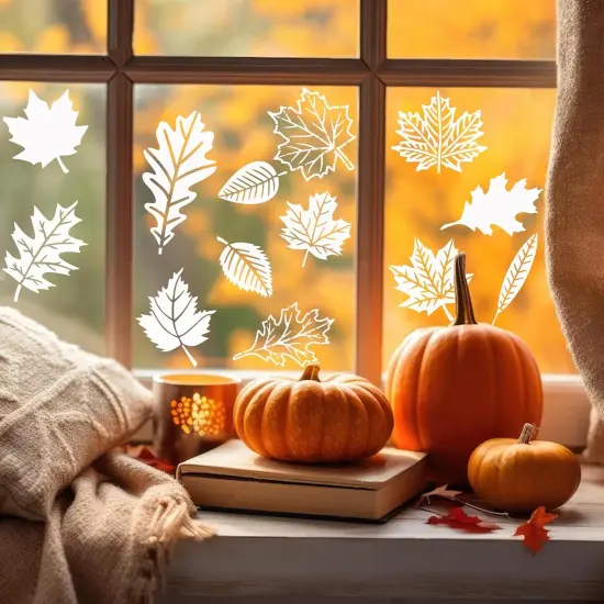 (6 Falls Leaves) -Fall Leaf Stencils for Painting on Wood Hello Autumn Leaves {3}