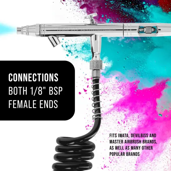 Premium 10 Foot Recoiling Airbrush Hose - Standard 1/8" BSP Air Brush Hose Adapter Fitting Connectors on Both Ends {3}