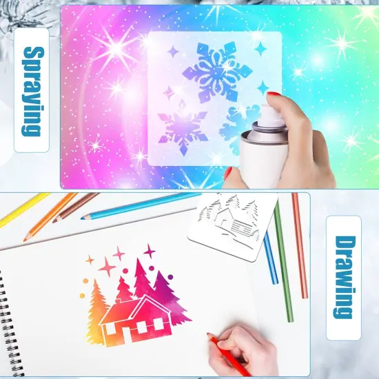 20 Pieces Stencil Template for Painting Reusable Animal Plant Stencil (Snowflake) {2}