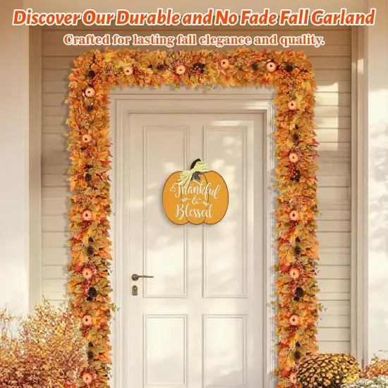 Fall Decor - 5.9 FT Fall Garland for Mantle {5}