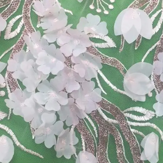 1 Yard Metallic 3D Design Lace Fabric for Dress and Gown, 55 Inches Wide {2}