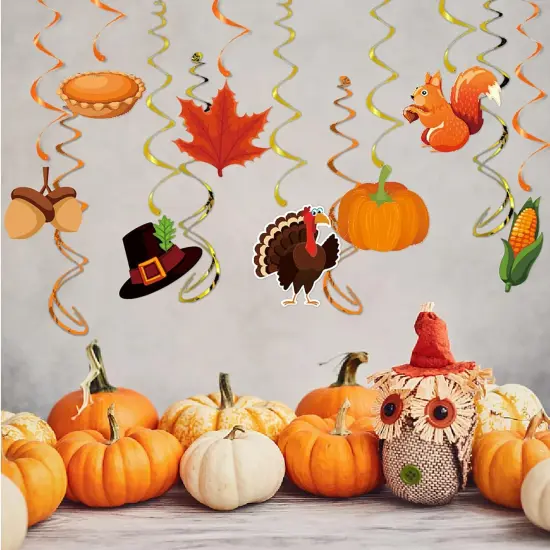 24Pcs Thanksgiving Fall Streamers Garland Decorations {4}