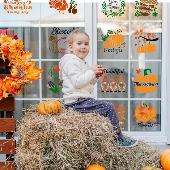 20 Pieces Thanksgiving Fall Stencils for Painting 7.9 x 7.9 Inch {5}