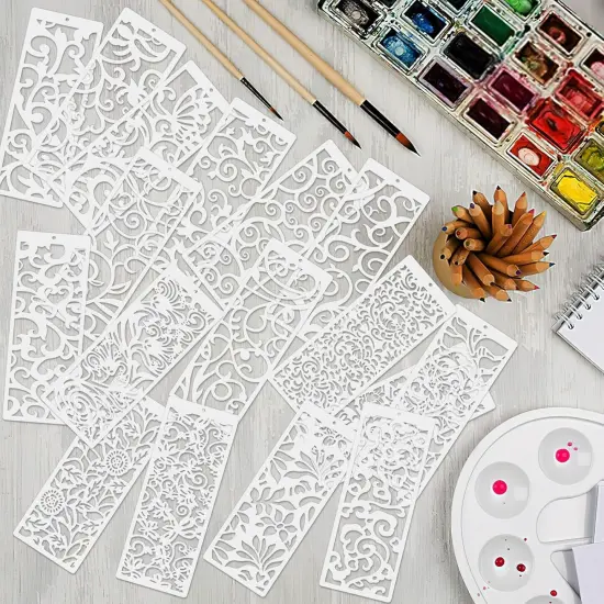 18 Pcs Large Flower Border Stencils for Painting - 4" x 11.8 {1}