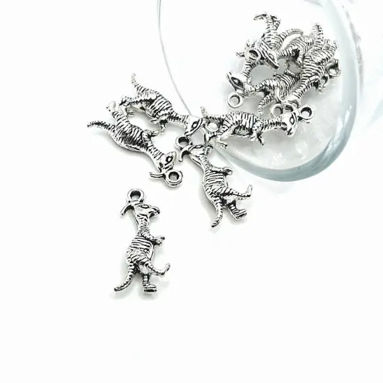 Silver Parasaurolophus Horned 3D Dinosaur Charms, 12x23mm {1}