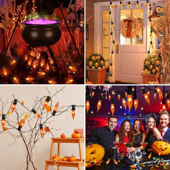 Flickering Flame String Lights Orange Halloween Lights with 10 Pack {4}