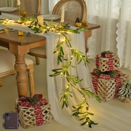 6 Ft Artificial Christmas Olive Lighted Garland - 100 LED {1}