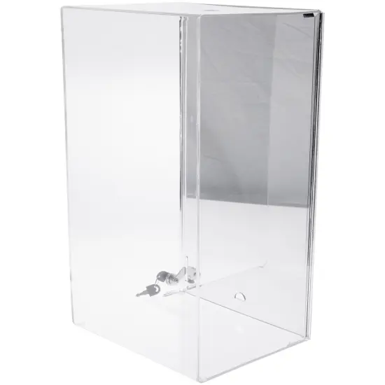 Plymor Clear Acrylic Locking Display Case with Sliding Back, No Shelf (Mirrored), 20.75" H x 12.25" W x 10" D {1}