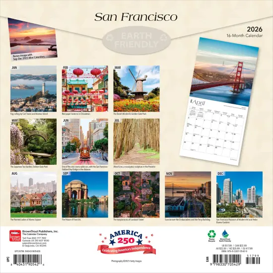 San Francisco | 2026 12 x 24 Inch (Hanging) Monthly Square Wall Calendar | Plastic-Free {2}