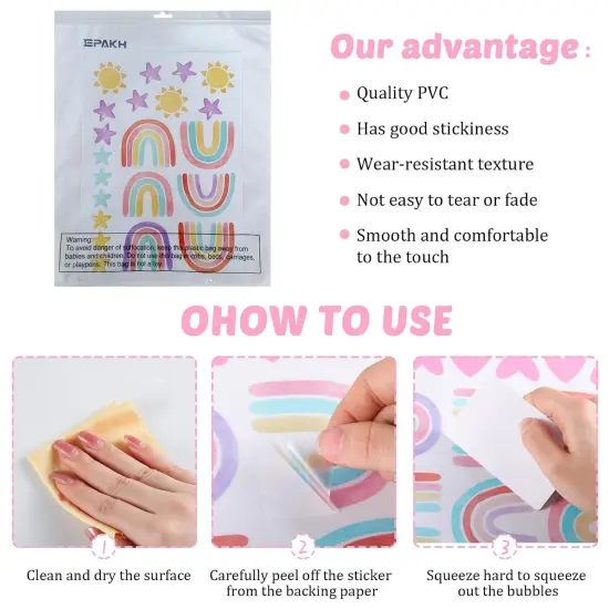Rainbow Wall Decor Stickers Small Rainbow Decal - Classic Color {2}